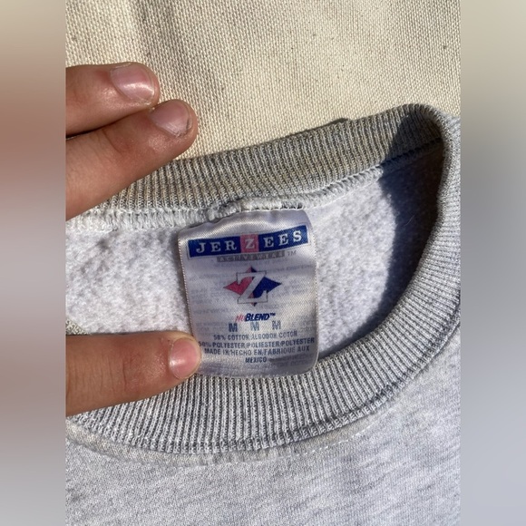 Vintage 90s Jerzees Heather Gray Novelty Religious Graphic Crewneck Sweater Med - Picture 5 of 5